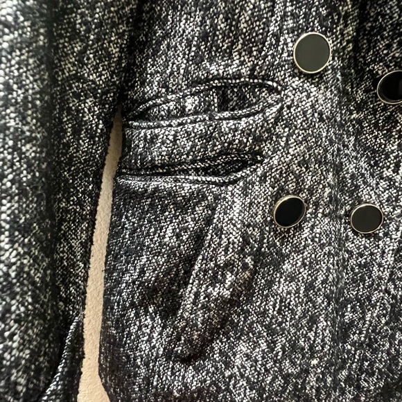 Express Women's Black and White Tweed Jacket Pea Coat - Picture 3 of 6